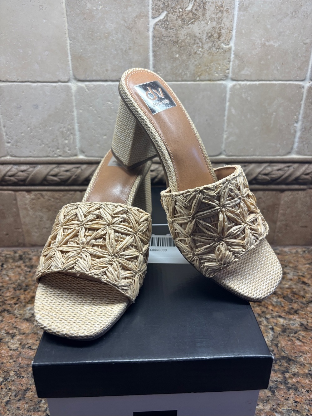 DV by Dolce Vita Honey Natural Raffia Slide Heels 6